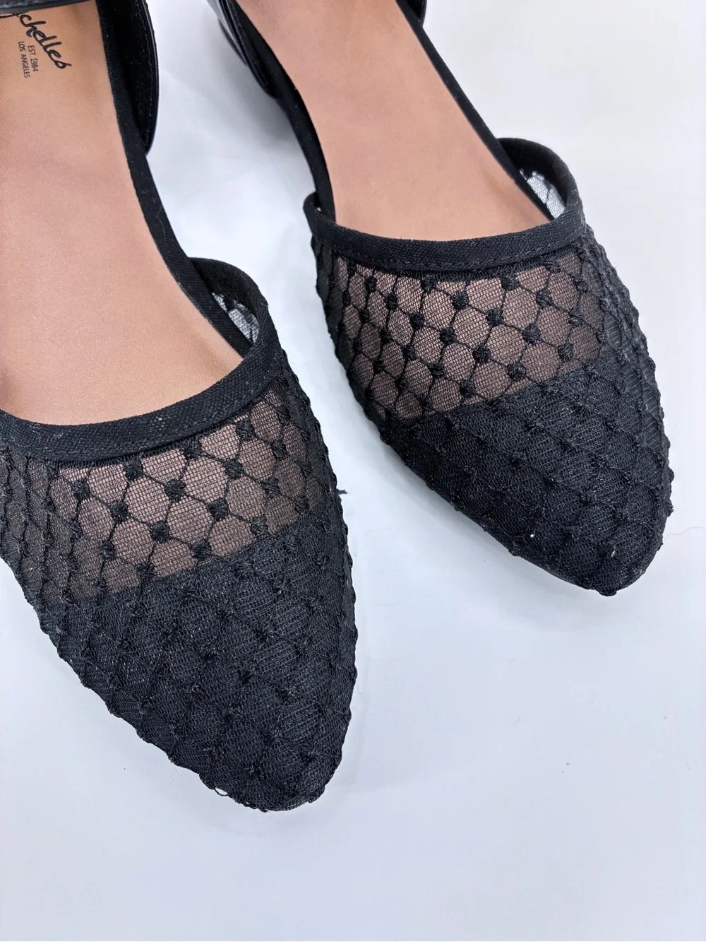 Seychelles Mavis Black Lace Mesh Wedge Heel Shoes Memory Foam Ballet 8 Wide